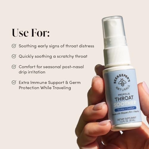 Beekeepers Naturals Propolis Throat Support Cool and Calm Spray - Propolis Menthol - 1 Fl Oz: Cold, Cough or Flu Treatment, Contains Vitamin C thumbnail