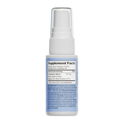 Beekeepers Naturals Propolis Throat Support Cool and Calm Spray - Propolis Menthol - 1 Fl Oz: Cold, Cough or Flu Treatment, Contains Vitamin C thumbnail