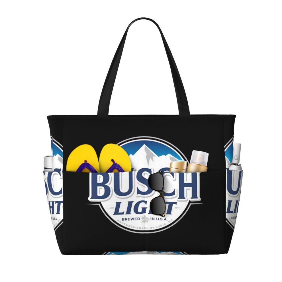 (Best Seller of Bush Light_15435) Beach Bag for Women Large Capacity Waterproof Sandproof Tote with 7 Pockets Pool Zipper Bags for Travel Vacation Gym