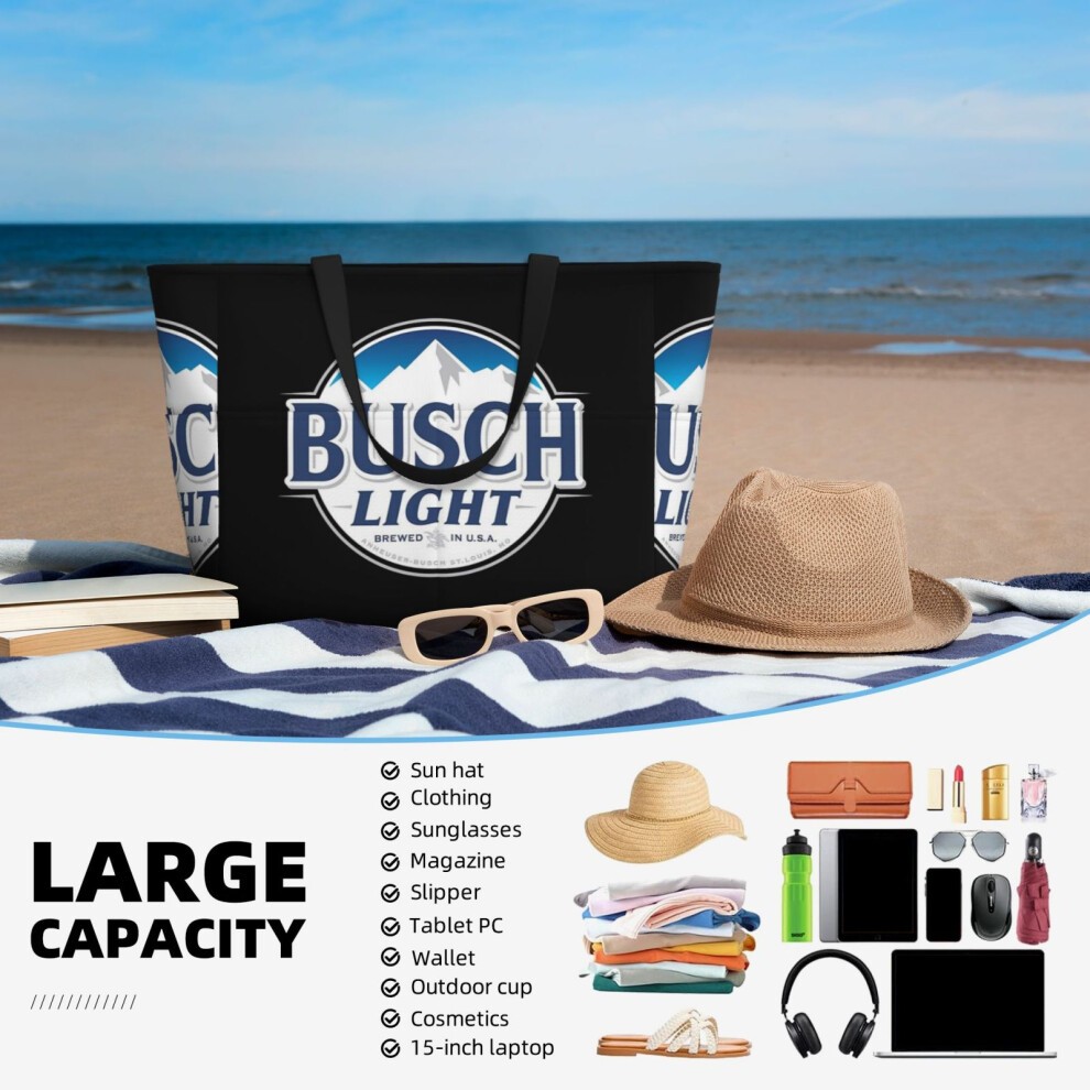 (Best Seller of Bush Light_15435) Beach Bag for Women Large Capacity Waterproof Sandproof Tote with 7 Pockets Pool Zipper Bags for Travel Vacation Gym thumbnail