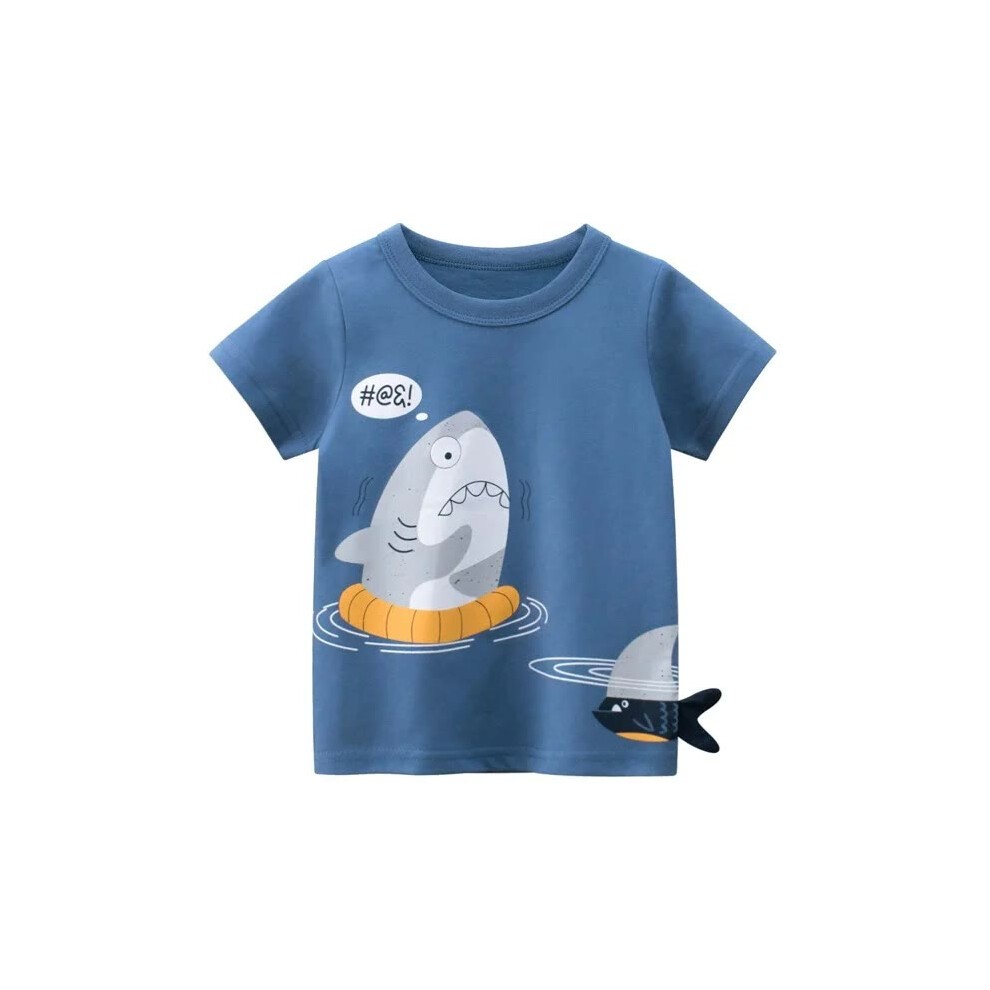 (9332, 7) 2-9 Years Children Short Sleeve T-shirts Korean Version Stripe Kids Clothing Boy Baby Cotton Tees  Summer Cartoon Tops thumbnail