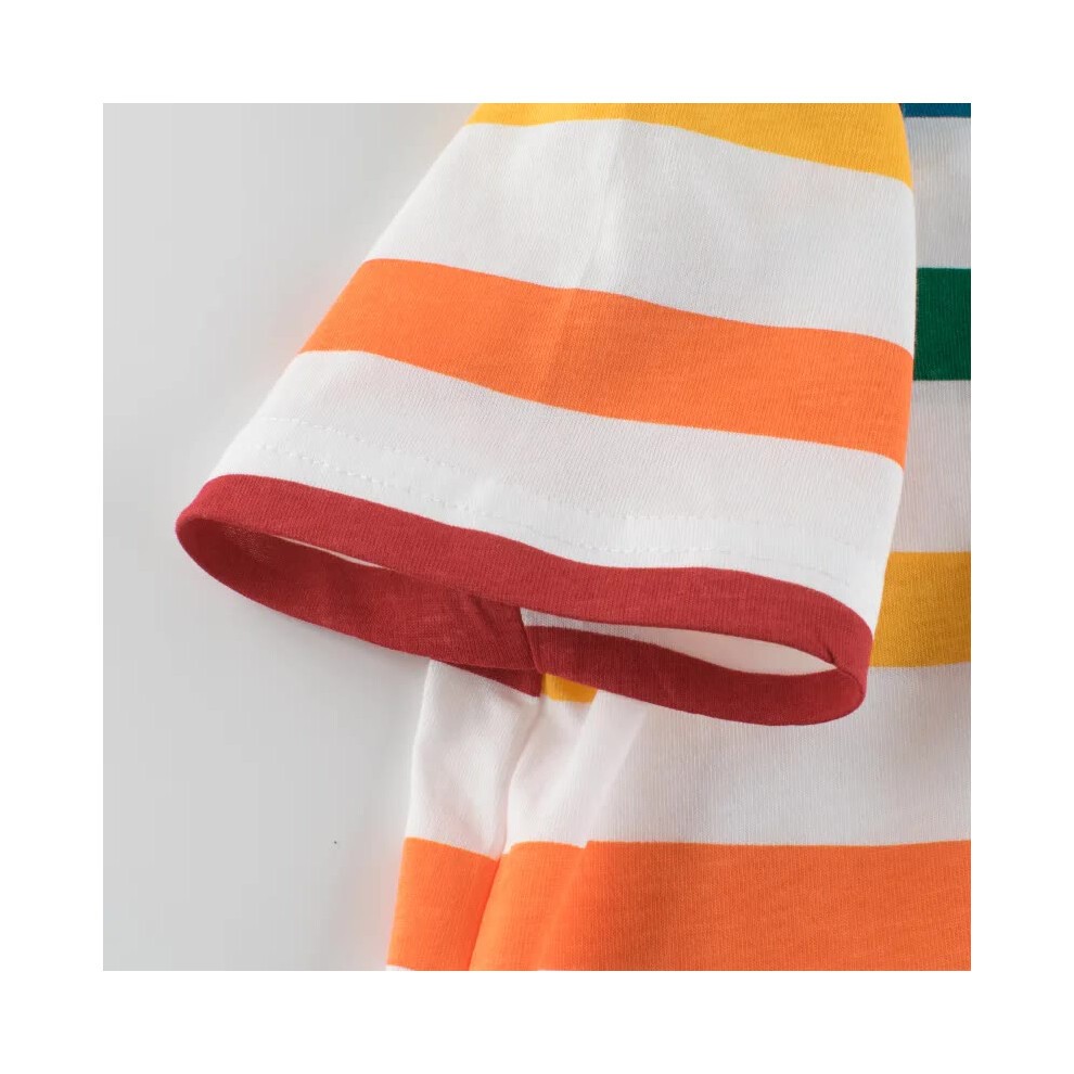 (9332, 4T) 2-9 Years Children Short Sleeve T-shirts Korean Version Stripe Kids Clothing Boy Baby Cotton Tees  Summer Cartoon Tops thumbnail