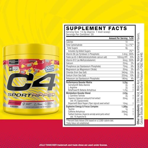 Cellucor C4 Sport Ripped Pre-Workout Powder - Jolly Rancher Cherry - 20 Servings thumbnail