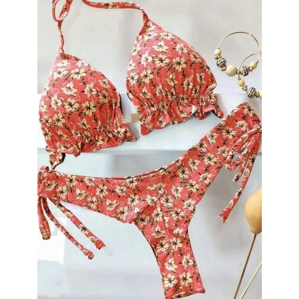 (6222, S) RUOTONGSEPT 2022 New Sport Swimwear Female Push up Bikinis Sexy Bandage Women Swimsuit Print Two-Piece Bathing Suit Beach Wear thumbnail