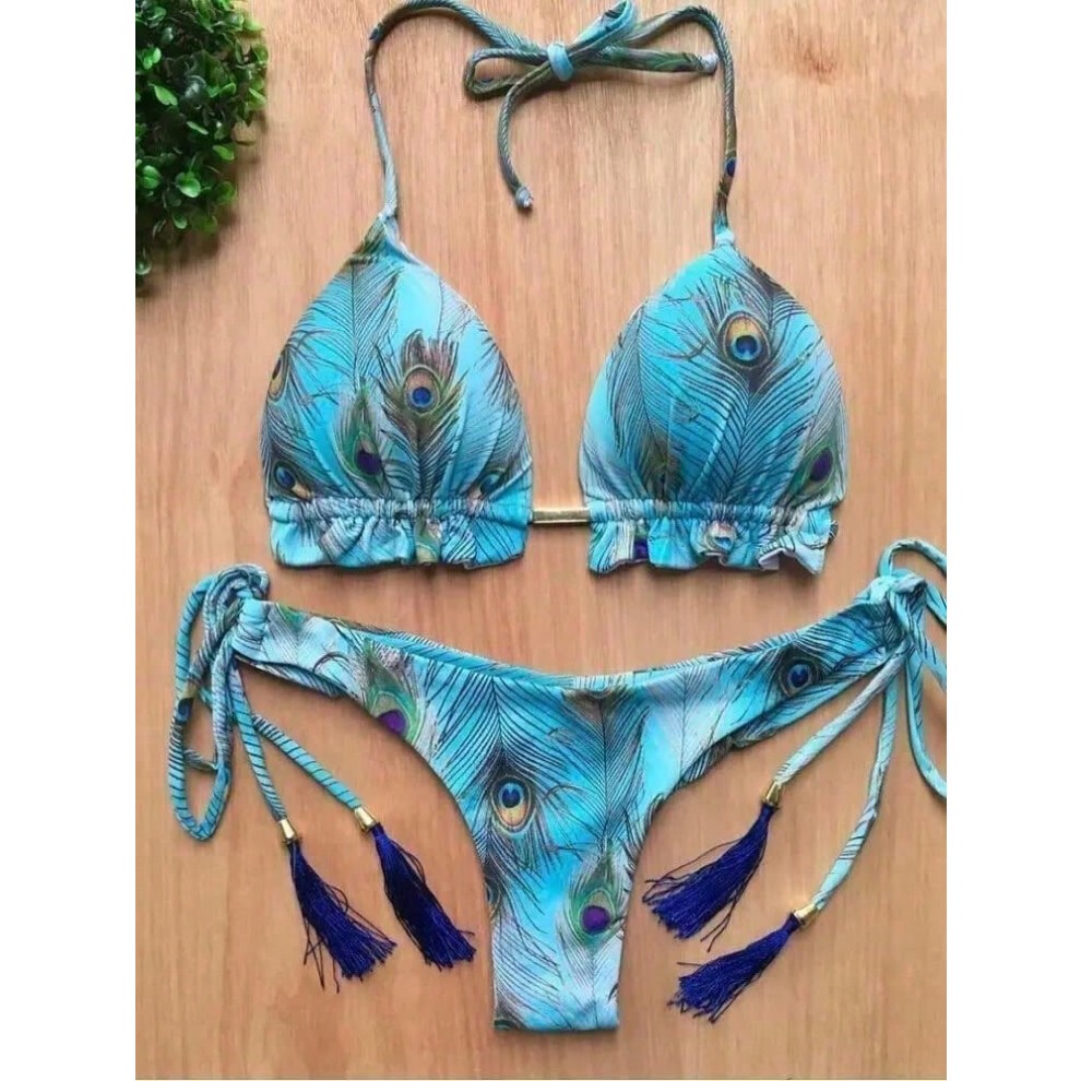 (6222, L) RUOTONGSEPT 2022 New Sport Swimwear Female Push up Bikinis Sexy Bandage Women Swimsuit Print Two-Piece Bathing Suit Beach Wear thumbnail