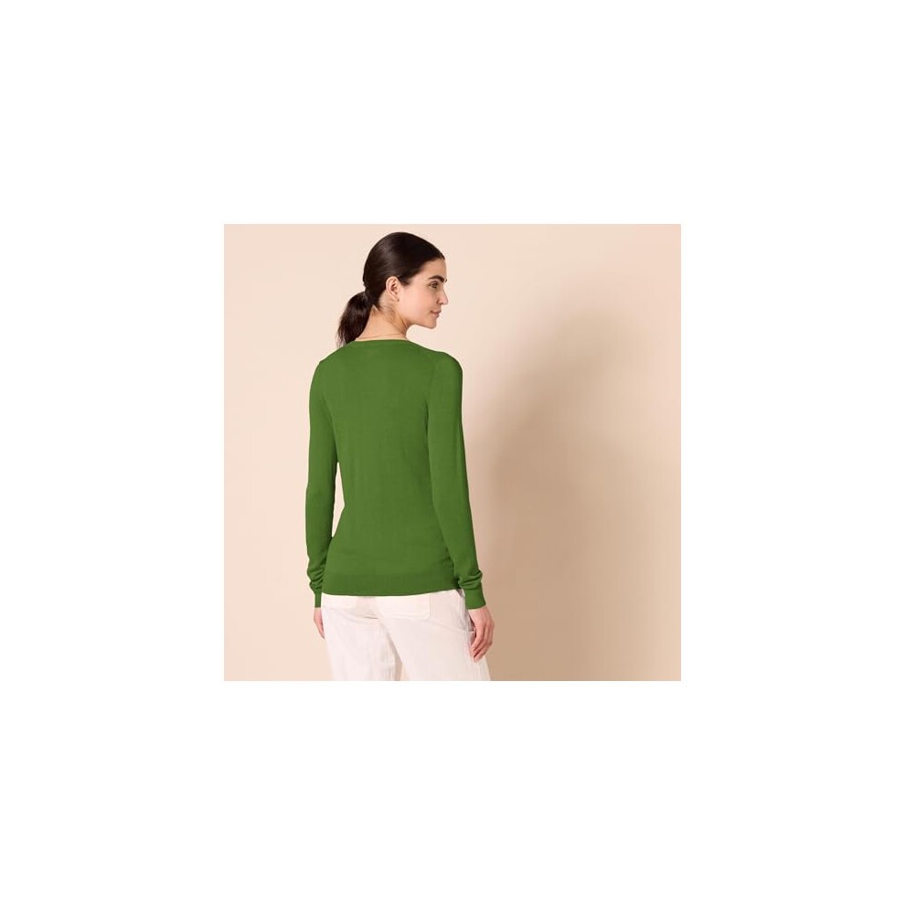 Amazon Essentials Women's Classic-Fit Lightweight Long-Sleeve V-Neck Jumper (Available in Plus Size), Green, S thumbnail
