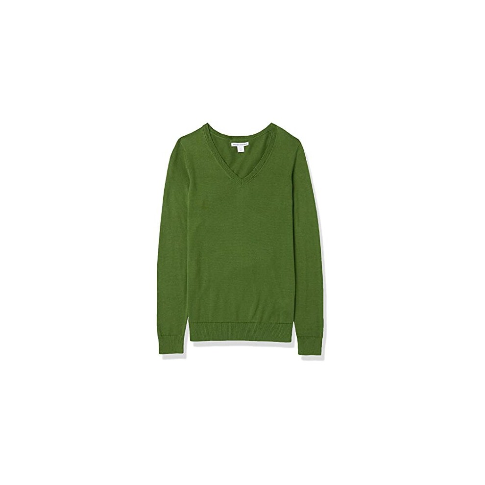 Amazon Essentials Women's Classic-Fit Lightweight Long-Sleeve V-Neck Jumper (Available in Plus Size), Green, S thumbnail