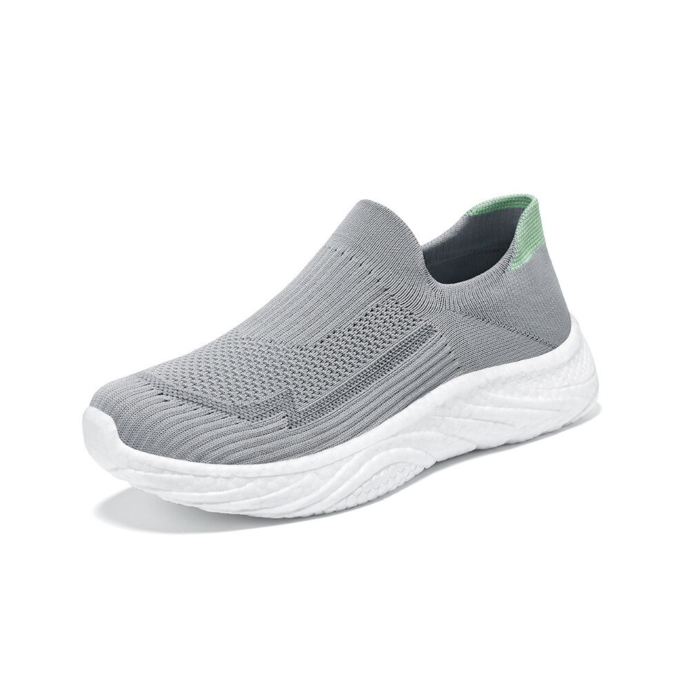 (B-5105 Gray, 41) HkeDes Women's New Casual Athletic Running Shoes - Soft Sole, Trendy Fly - Knit Slip - on Lazy Shoes