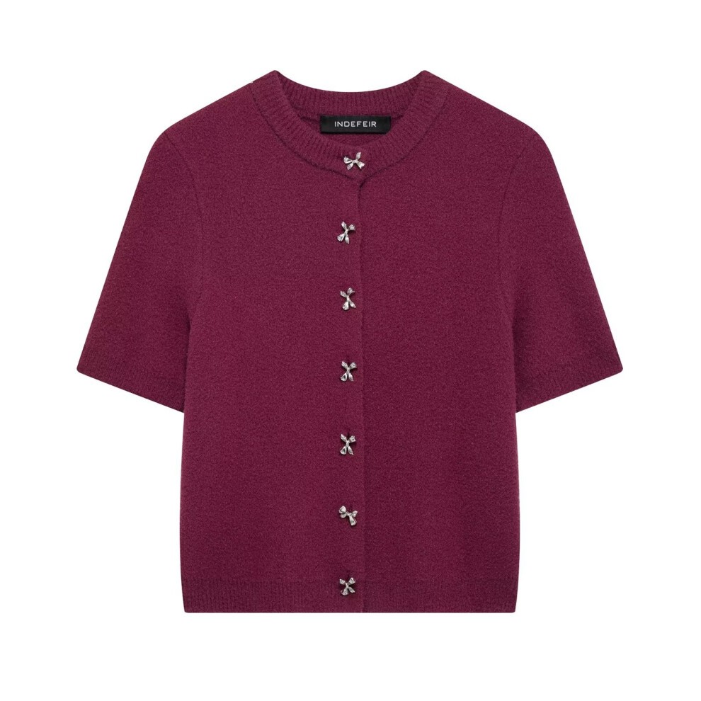 (Claret, M) ZARZ Homemade European and American Style New Women's Clothing Classic Bow-breasted Knitted Jacket 9598/201