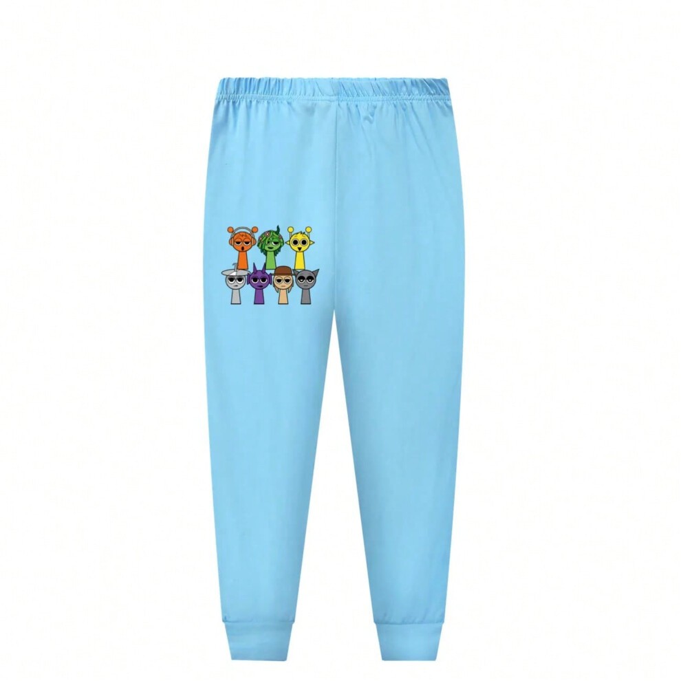 (color at Picture-16, China130(7-8Y)) Sprunki Pajamas Sets Kids GGame Incredibox Clothes Baby Girls Boys Cartoon Long Sleeve Tshirt+Pants 2pcs/set Chi