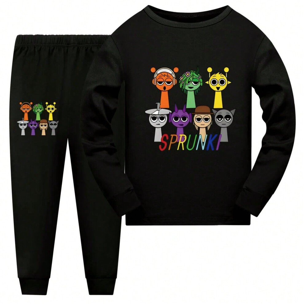 (color at Picture-16, China130(7-8Y)) Sprunki Pajamas Sets Kids GGame Incredibox Clothes Baby Girls Boys Cartoon Long Sleeve Tshirt+Pants 2pcs/set Chi thumbnail
