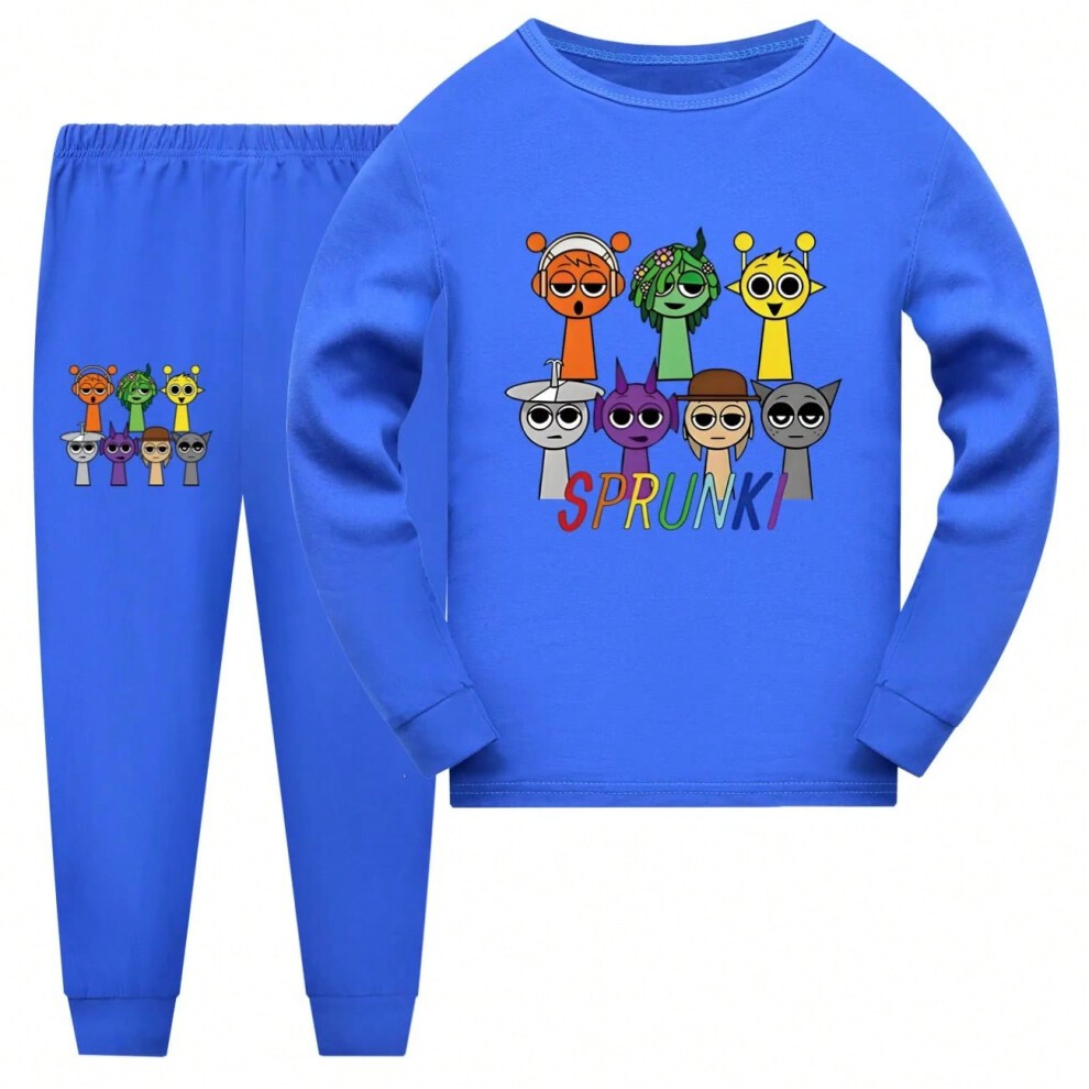(color at Picture-16, China130(7-8Y)) Sprunki Pajamas Sets Kids GGame Incredibox Clothes Baby Girls Boys Cartoon Long Sleeve Tshirt+Pants 2pcs/set Chi thumbnail