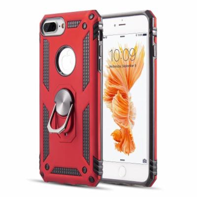 TCAIP8L-0036-RD Rubberized Hybrid Protective Case with Shock Absorption & Built-in Rotatable Ring Stand for iPhone 8, 7 & 6 Plus Series, Red