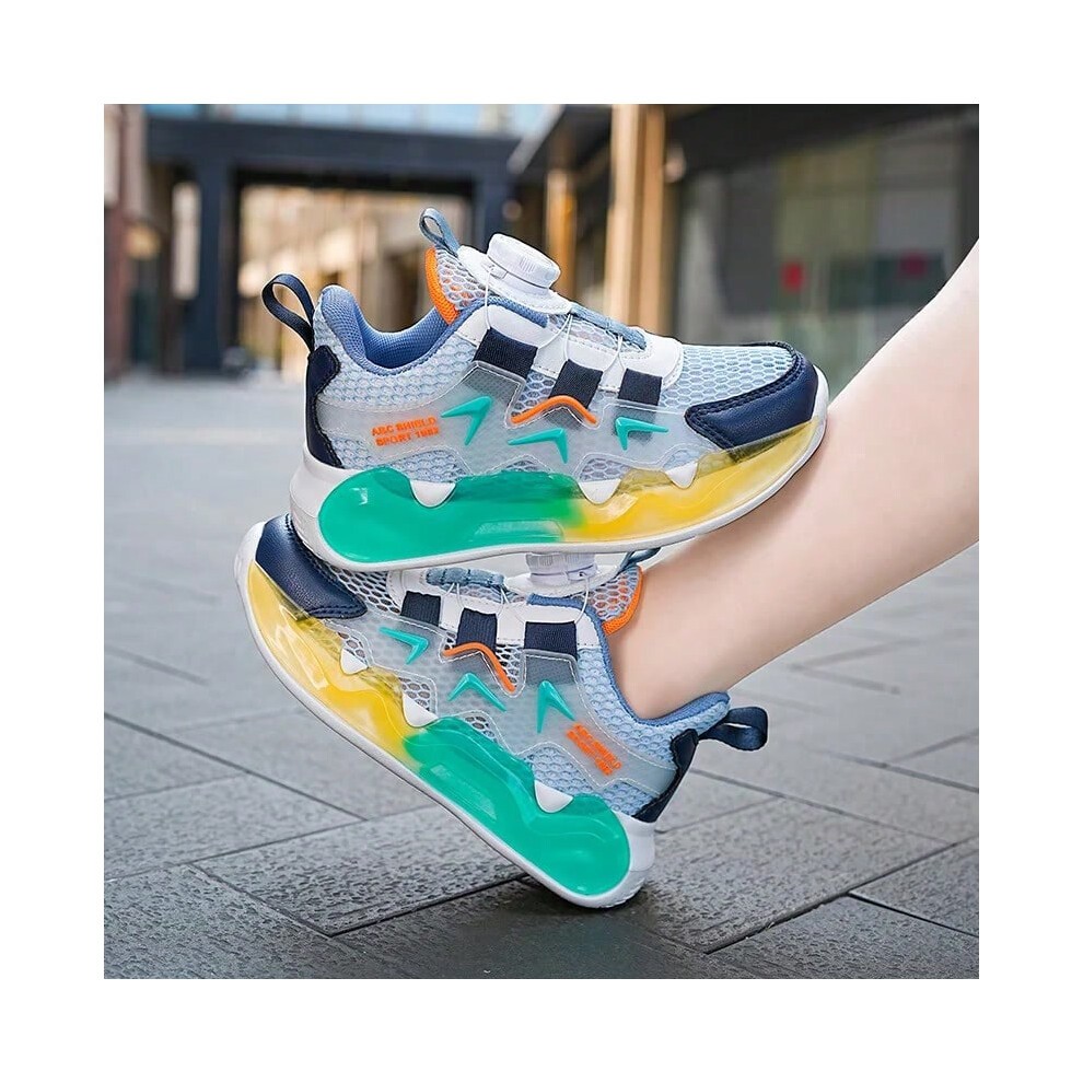 (pink, 31) Boys and Girls Summer Single Net Rotary Buckle Glow-in-the-dark Sneakers Breathable Walking Shoes 2313 thumbnail