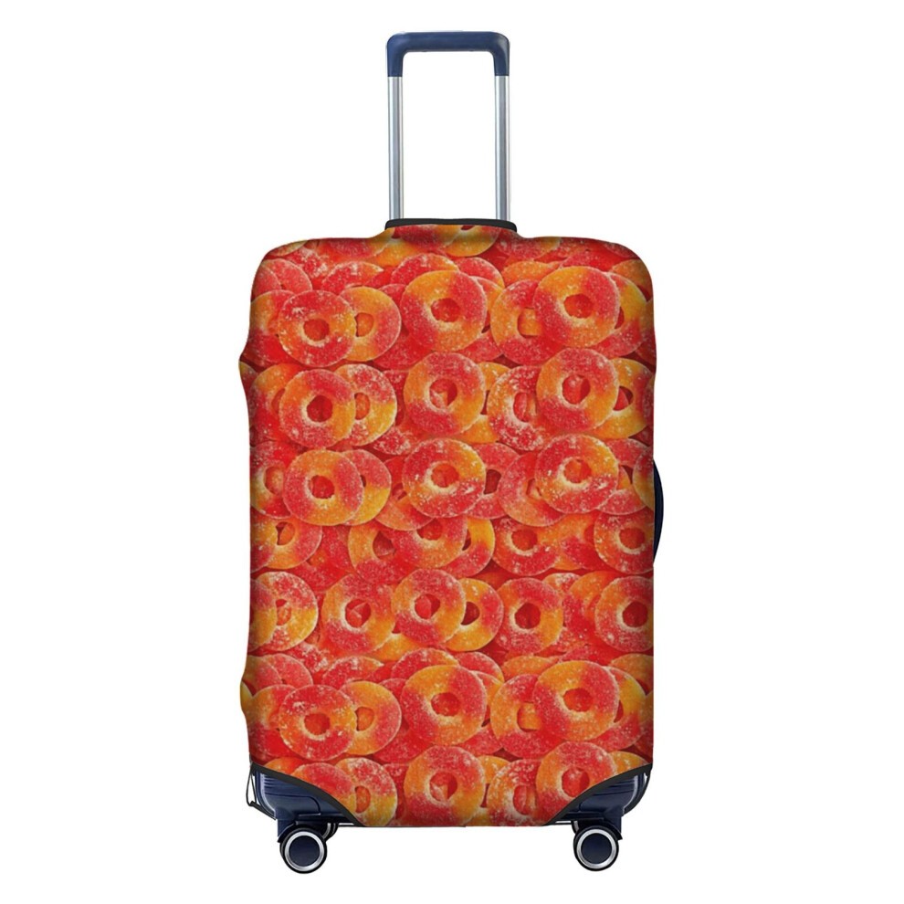 (Sour Gummy Peach Rings Photo Pattern_13511) Travel Luggage Cover for Suitcases Bag Protector Washable Baggage Case- Fits 18-32 Inch