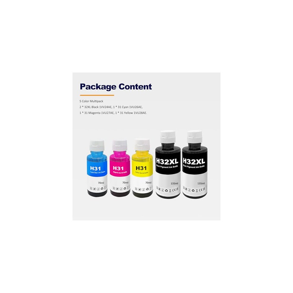 31 32XL Ink Compatible with HP 31 32 XL Ink Bottles for Smart Tank 315 319 455 515 516 530 555 558 559 570 655 670 790 5105 7005 7006 7305 7306 7605 thumbnail