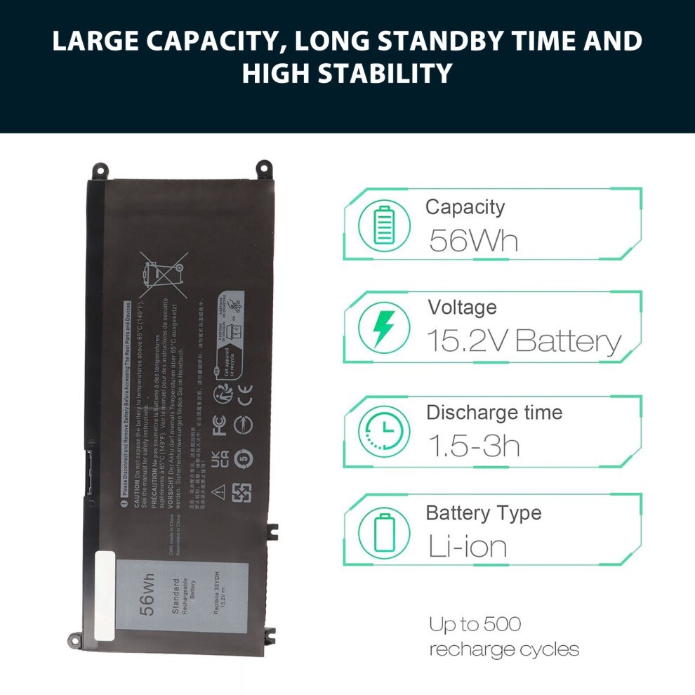 33YDH 56Wh Laptop Battery Replacement for 17 7000 7778 7779 7786 7773 15 7577 G3 3579 3779 thumbnail