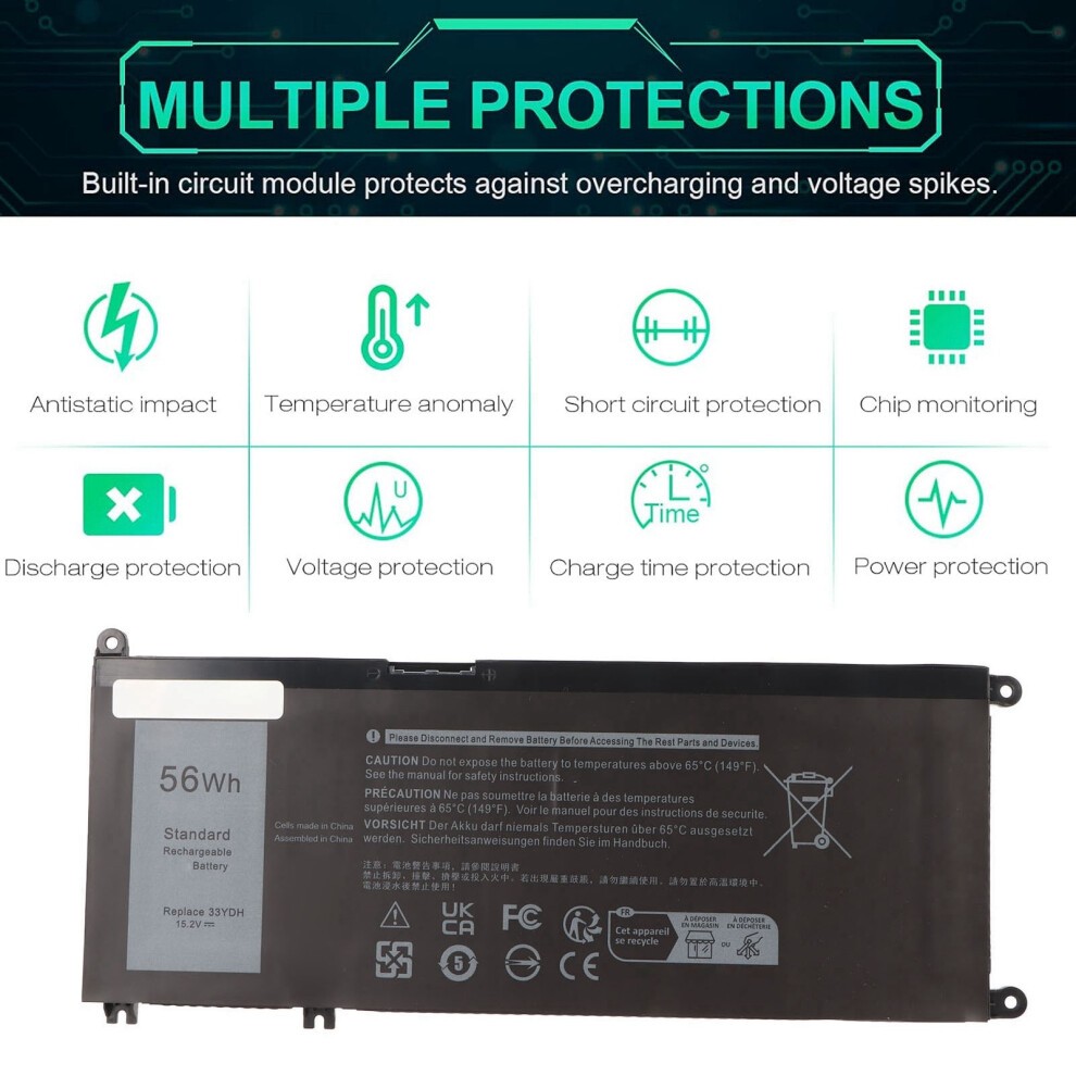33YDH 56Wh Laptop Battery Replacement for 17 7000 7778 7779 7786 7773 15 7577 G3 3579 3779 thumbnail