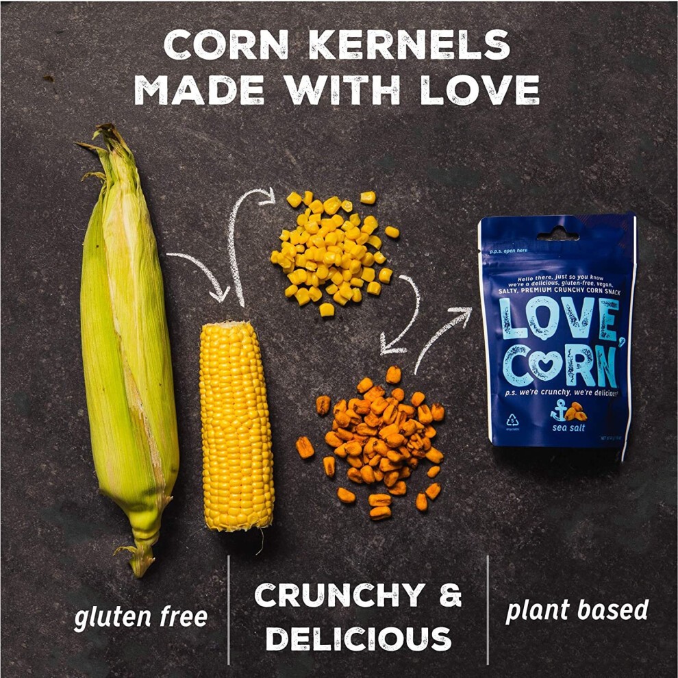 LOVE CORN: Variety Pack | 8x Sea Salt, 8x Habanero Chilli, 8x Barbecue | Roasted Crunchy Corn - Gluten-Free - Plant Based & Vegan - Healthy Snack - Lo thumbnail