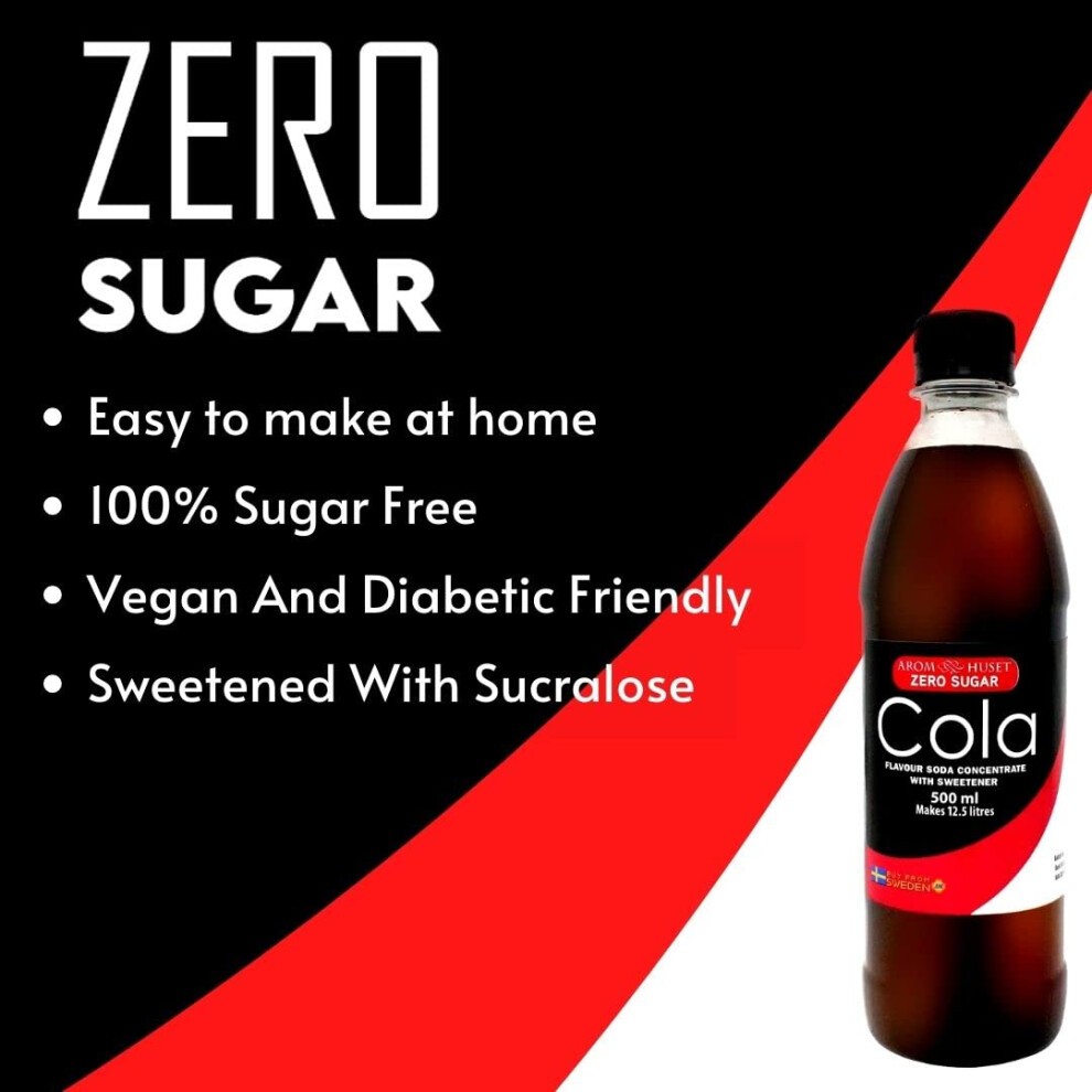Zero Cola Soda Syrup Concentrate 500 Ml from Aromhuset - Make 12.5 Litres of Sugar-Free Soft Drink by Adding Flavouring to Carbonated Sparkling Fizzy thumbnail