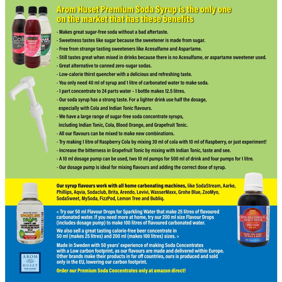 Zero Cola Soda Syrup Concentrate 500 Ml from Aromhuset - Make 12.5 Litres of Sugar-Free Soft Drink by Adding Flavouring to Carbonated Sparkling Fizzy thumbnail