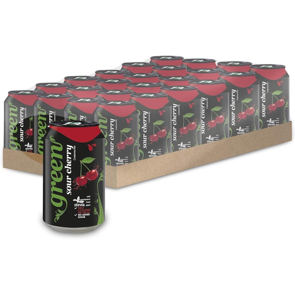 Green Cola Cherry Cans 24 Pack No Added Sugar Soft Drink Low Calorie Sparkling Natural Cherry Flavour Bulk Pack of 24 Cans X 330 Ml thumbnail