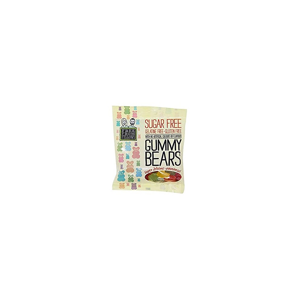 Sugar Free Sweets and Gluten Free Vegan Sweets! Free from Fellows 4 X 70g Sweet Packs - Cola Bottles, Gummy Bears, Wine Gums, and Midget Gems Value thumbnail