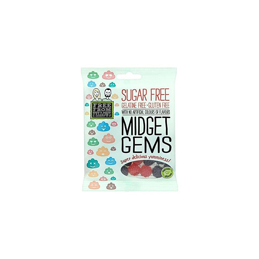 Sugar Free Sweets and Gluten Free Vegan Sweets! Free from Fellows 4 X 70g Sweet Packs - Cola Bottles, Gummy Bears, Wine Gums, and Midget Gems Value thumbnail