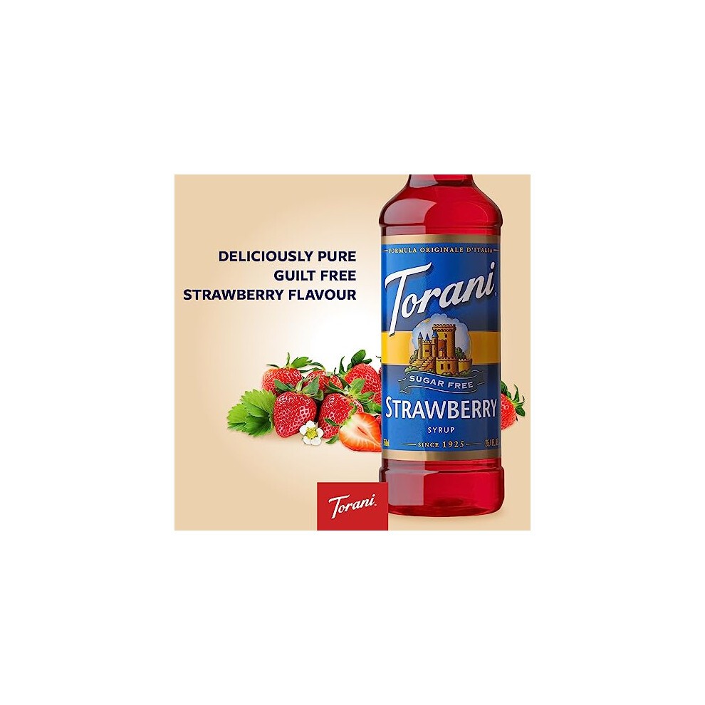 Torani Sugar Free Strawberry Syrup (750ml Bottle) - Soda Syrups for Mocktails, Cocktails, Iced Tea & Soda Drinks - Zero Sugar, No Calorie, No Carb & thumbnail