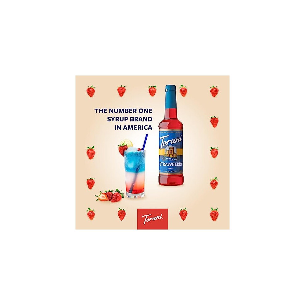 Torani Sugar Free Strawberry Syrup (750ml Bottle) - Soda Syrups for Mocktails, Cocktails, Iced Tea & Soda Drinks - Zero Sugar, No Calorie, No Carb & thumbnail