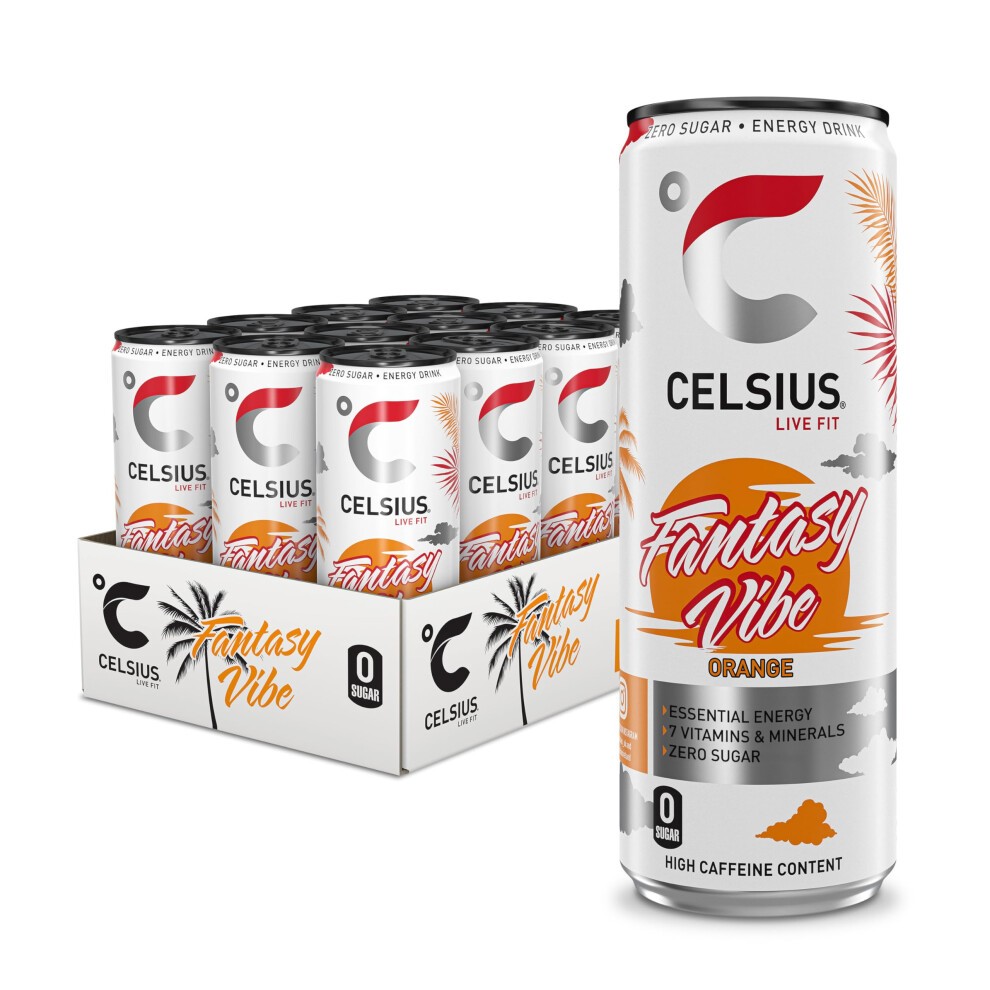 CELSIUS Sparkling Fantasy Vibe, Refreshing Energy Drink, 355ml (Pack of 12)