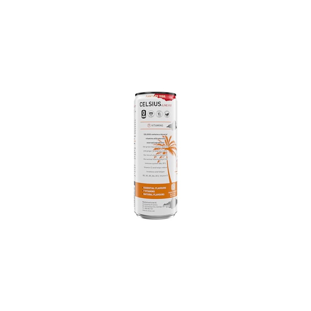 CELSIUS Sparkling Fantasy Vibe, Refreshing Energy Drink, 355ml (Pack of 12) thumbnail