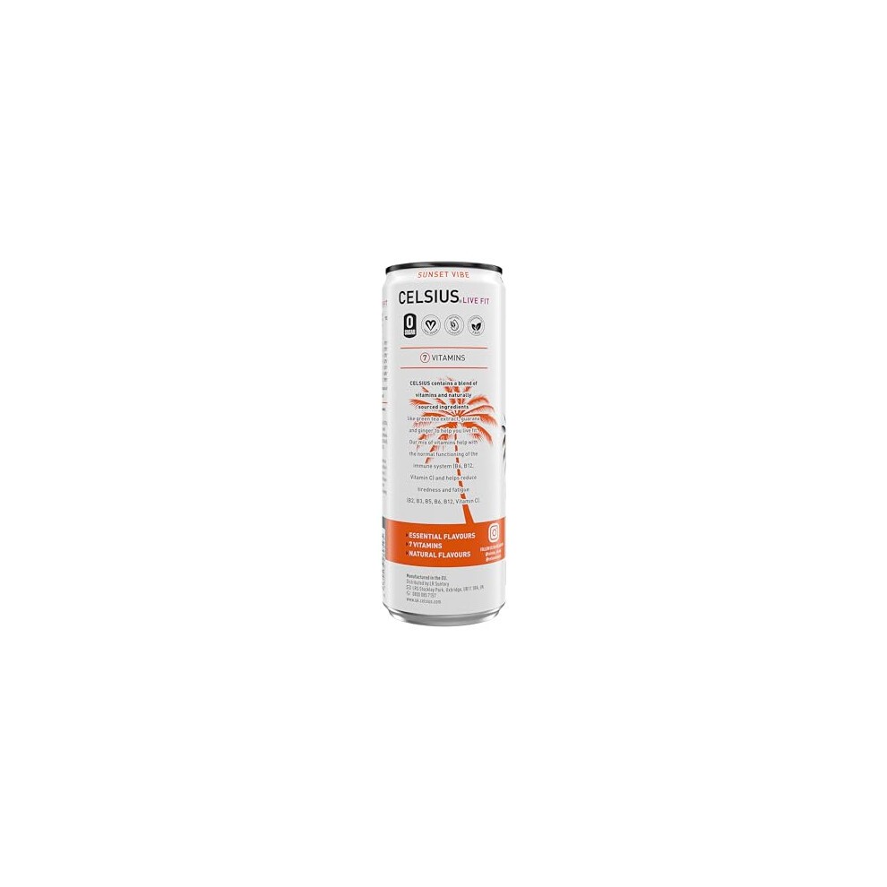 CELSIUS Sparkling Sunset Vibe, Refreshing Energy Drink, 355ml (Pack of 12) thumbnail