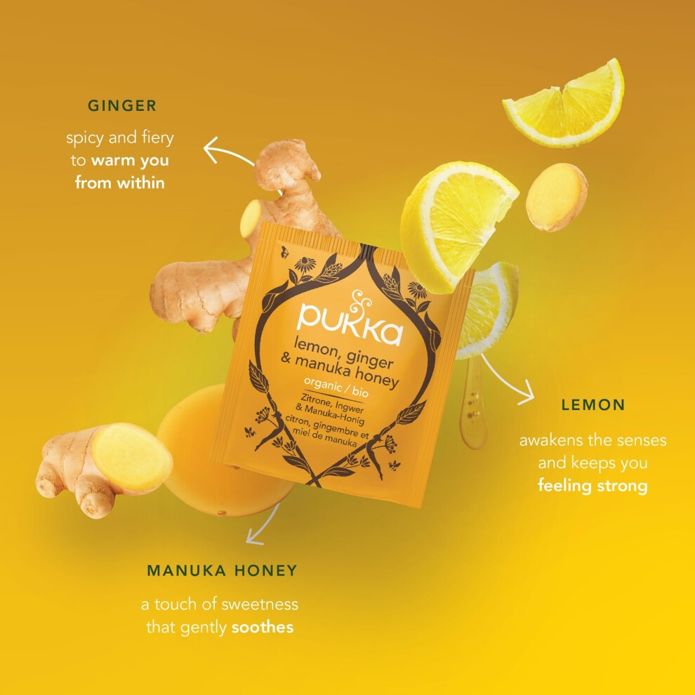 Pukka Herbs | Organic Lemon, Ginger & Manuka Honey Herbal Tea Box | Immune Boosting Infusion with Turmeric | Ideal for Daily Support | Caffeine Free | thumbnail