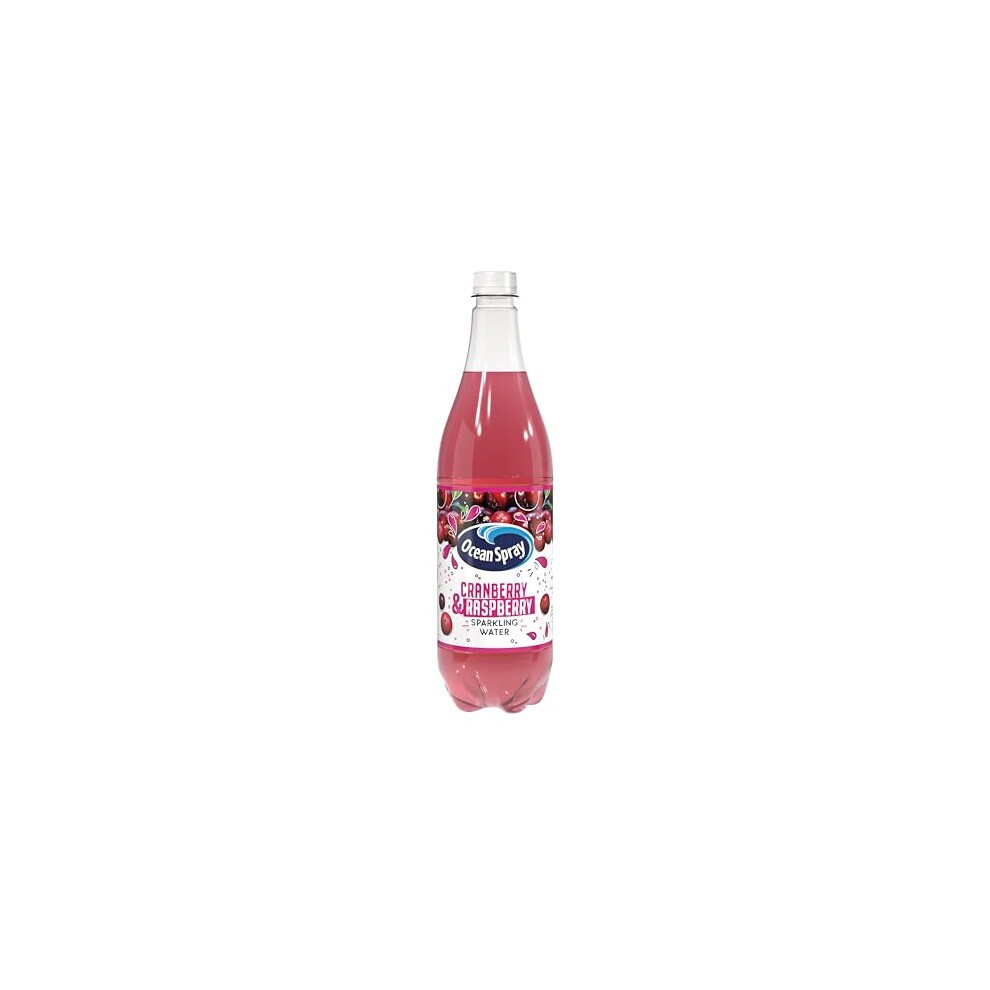 Ocean Spray Pink Cranberry and Raspberry Sparkling Water - 1L - Fruit Flavoured Beverage - Made with Sparkling Water - Low Calorie Soft Drink