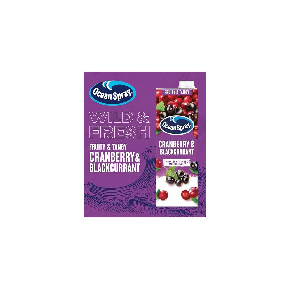 Ocean Spray Cranberry & Blackcurrant Juice Drink -1L - Sugar & Natural Sweetener Fruit Juice - Rich in Vitamin C & High in Antioxidants thumbnail