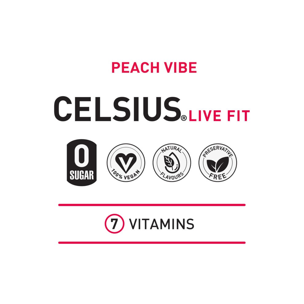 CELSIUS Sparkling Peach Vibe, Refreshing Energy Drink, 355ml (Pack of 12) thumbnail