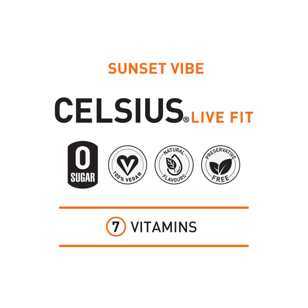 CELSIUS Sparkling Sunset Vibe, Refreshing Energy Drink, 355ml (Pack of 12) thumbnail