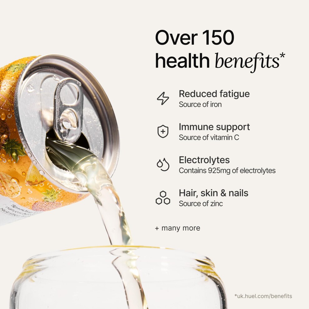 Huel Daily a-Z Vitamins Energy Drink, 12 X 330ml Cans, Pineapple & Mango Sparkling Multivitamin Energy Drink, Fizzy Drinks Made with Real Fruit, Rich thumbnail