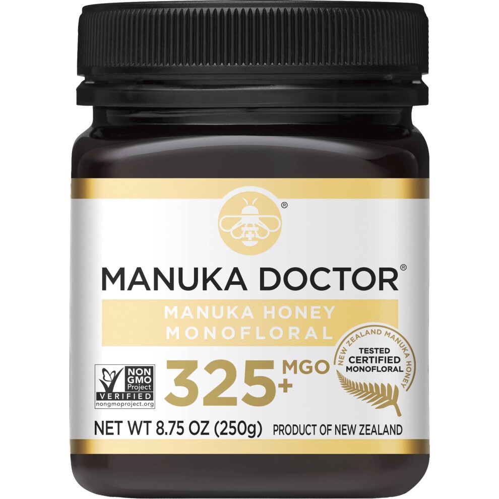 MANUKA DOCTOR - MGO 325+ Manuka Honey Monofloral (250g) 100% Pure New Zealand Honey. Certified. Guaranteed. RAW. Non-GMO