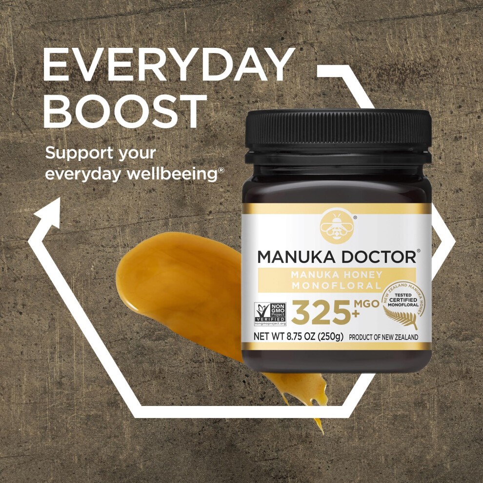 MANUKA DOCTOR - MGO 325+ Manuka Honey Monofloral (250g) 100% Pure New Zealand Honey. Certified. Guaranteed. RAW. Non-GMO thumbnail