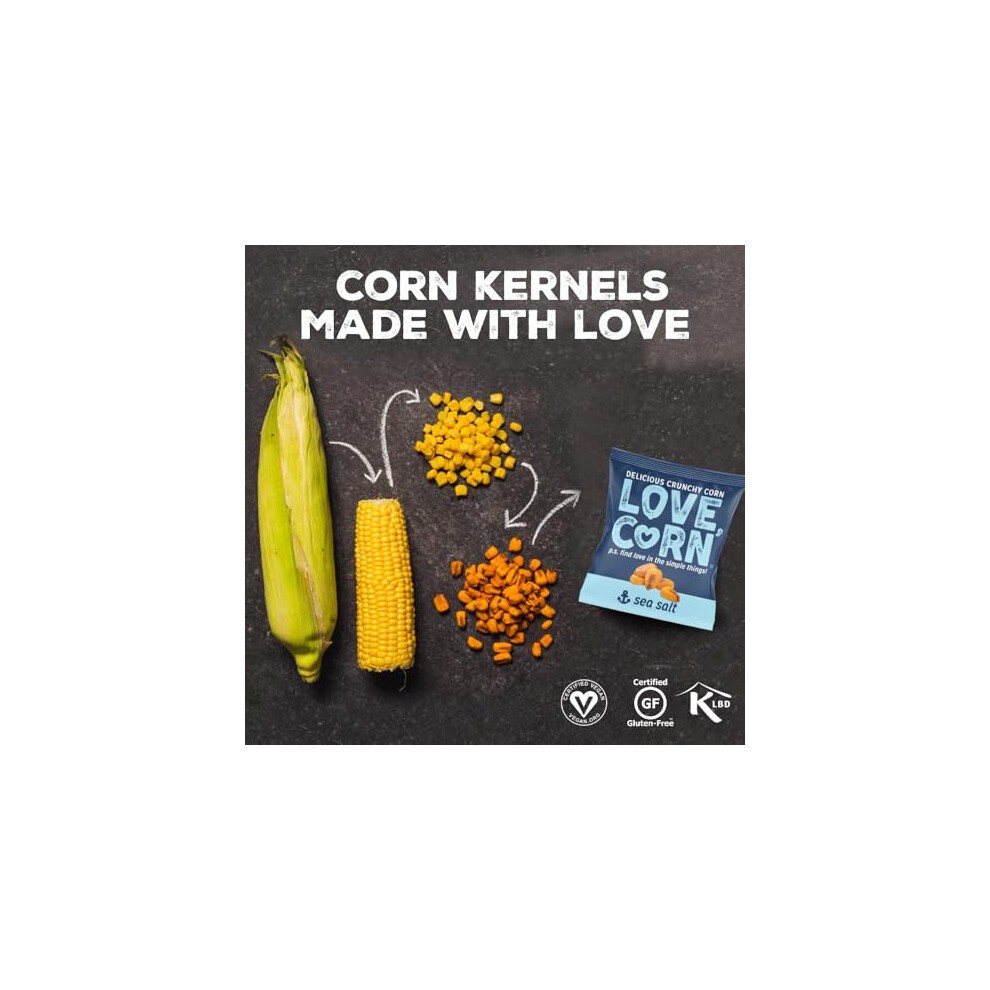 LOVE CORN Sea Salt Crunchy Corn Snack 20g X 24 Bags ? Healthy Snacks Ideal for Gluten Free & Vegan Diets ? Low Sugar Alternative for Crisps, Mixed thumbnail