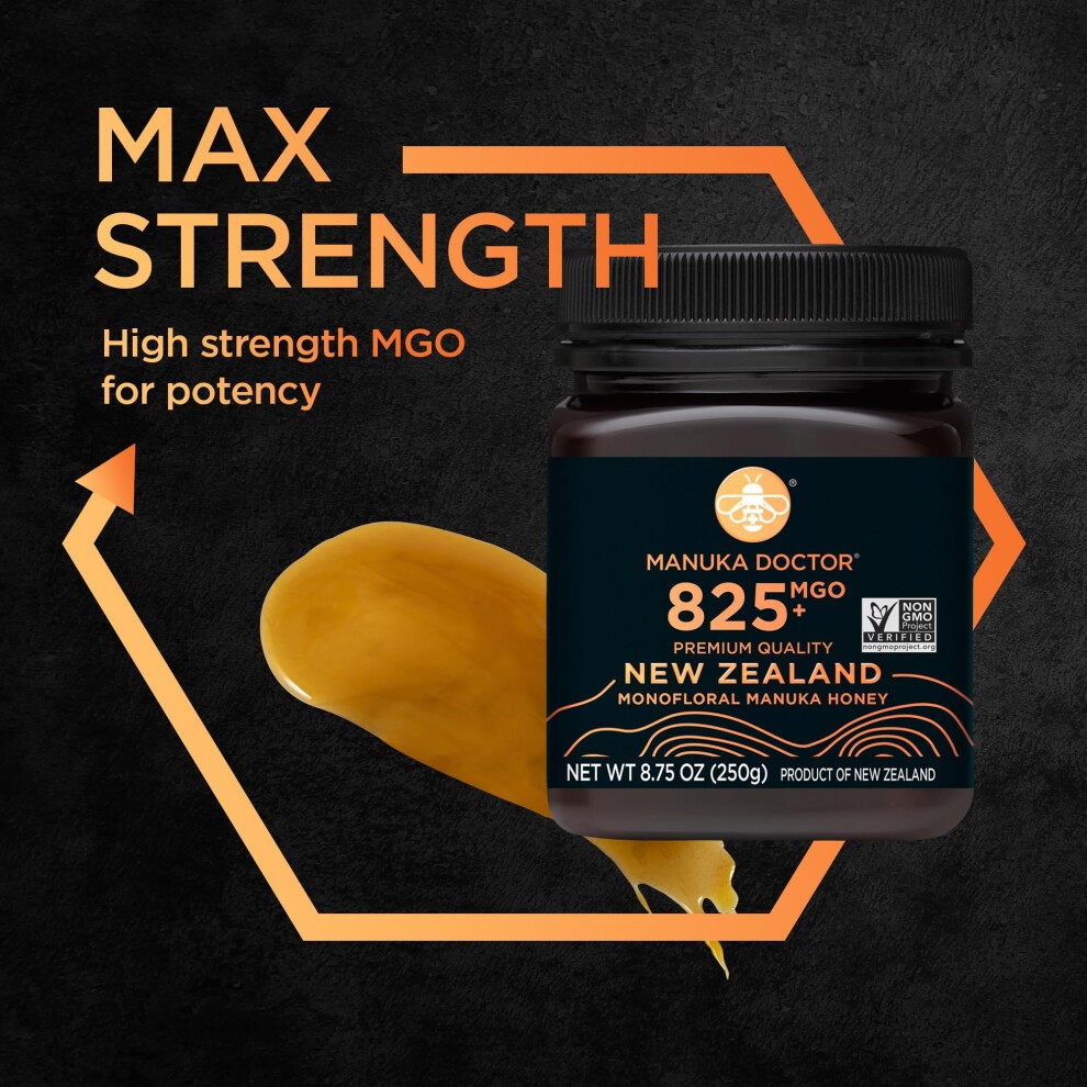 MANUKA DOCTOR - MGO 825+ Manuka Honey Monofloral, 100% Pure New Zealand Honey. Certified. Guaranteed. RAW. Non-GMO (8.75 Oz) thumbnail
