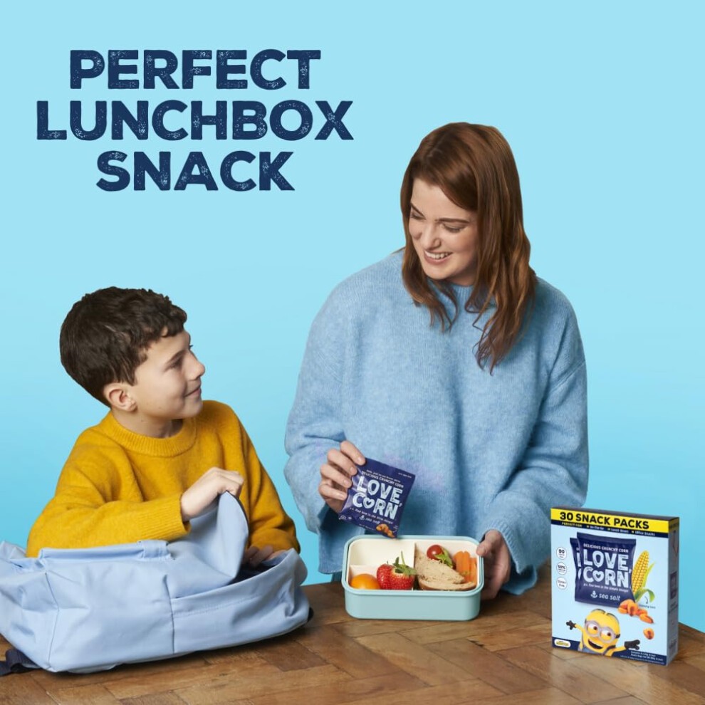 LOVE CORN Limited Edition Minions Crunchy Corn Lunchbox Snack (Sea Salt 20g X 30 Bags) ? Healthy Snacks for Kids, Ideal for Gluten Free & Vegan Diets thumbnail
