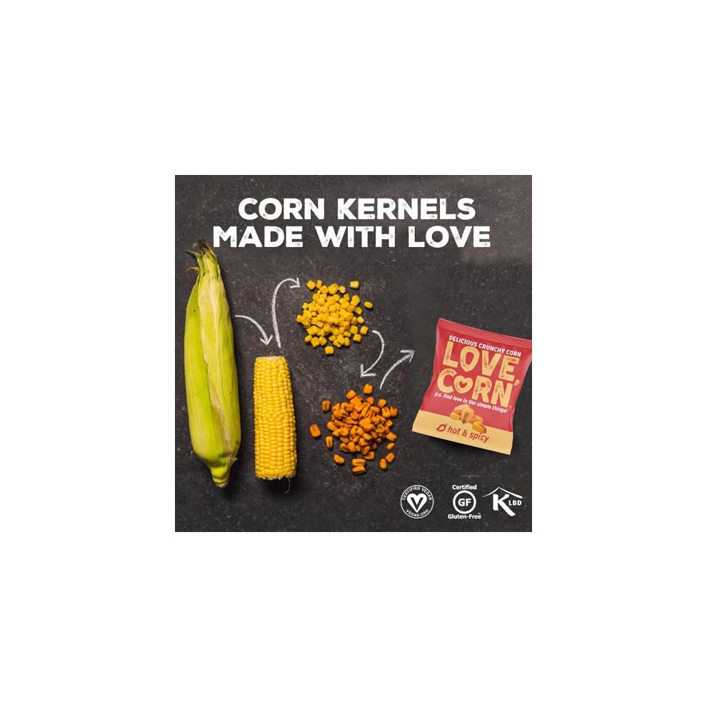 LOVE CORN Habanero Chilli Crunchy Corn Snack 20g X 24 Bags ? Healthy Snacks Ideal for Gluten Free & Vegan Diets ? Low Sugar Alternative for Crisps, thumbnail