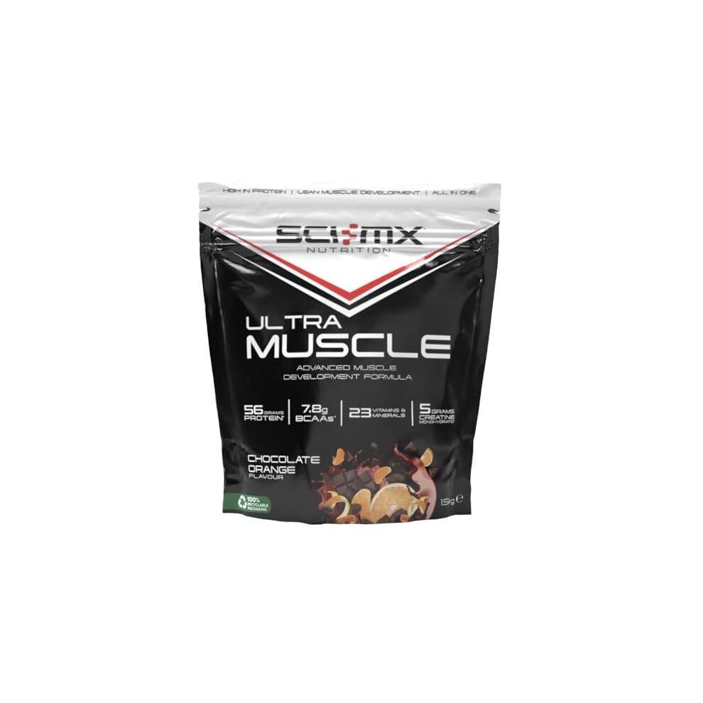 Ultra Muscle - Protein Powder for Muscle Development + 23 Vitamins & Minerals - Chocolate Orange  56g Protein + 5g Creatine + 7.8g BCAAs per