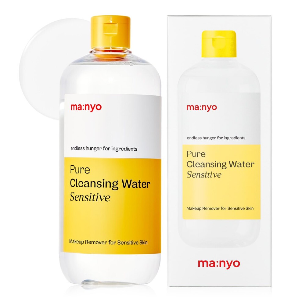 Ma:nyo Pure Cleansing Water Sensitive (16.9 Fl Oz/500ml) - Triple+ Micellar Technology, Makeup Removal Cleanser, Gentle Face Cleanser for All Skin