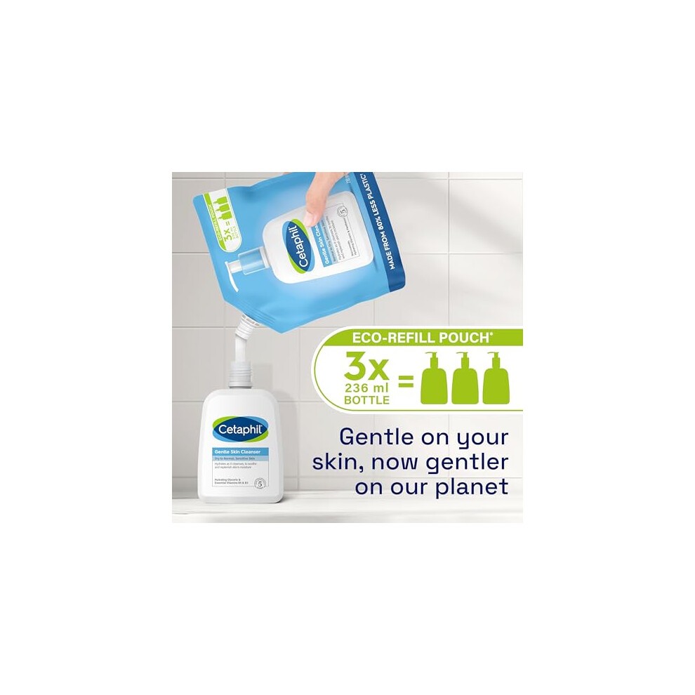 Cetaphil Gentle Skin Cleanser Eco Refill Pouch, 710ml, Face & Body Wash, for Normal to Dry Sensitive Skin, Soap Free with Niacinamide thumbnail