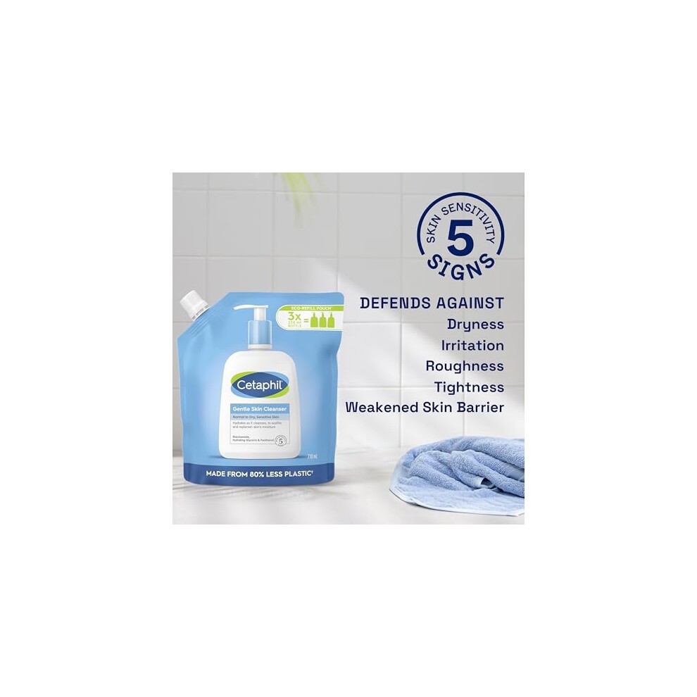 Cetaphil Gentle Skin Cleanser Eco Refill Pouch, 710ml, Face & Body Wash, for Normal to Dry Sensitive Skin, Soap Free with Niacinamide thumbnail