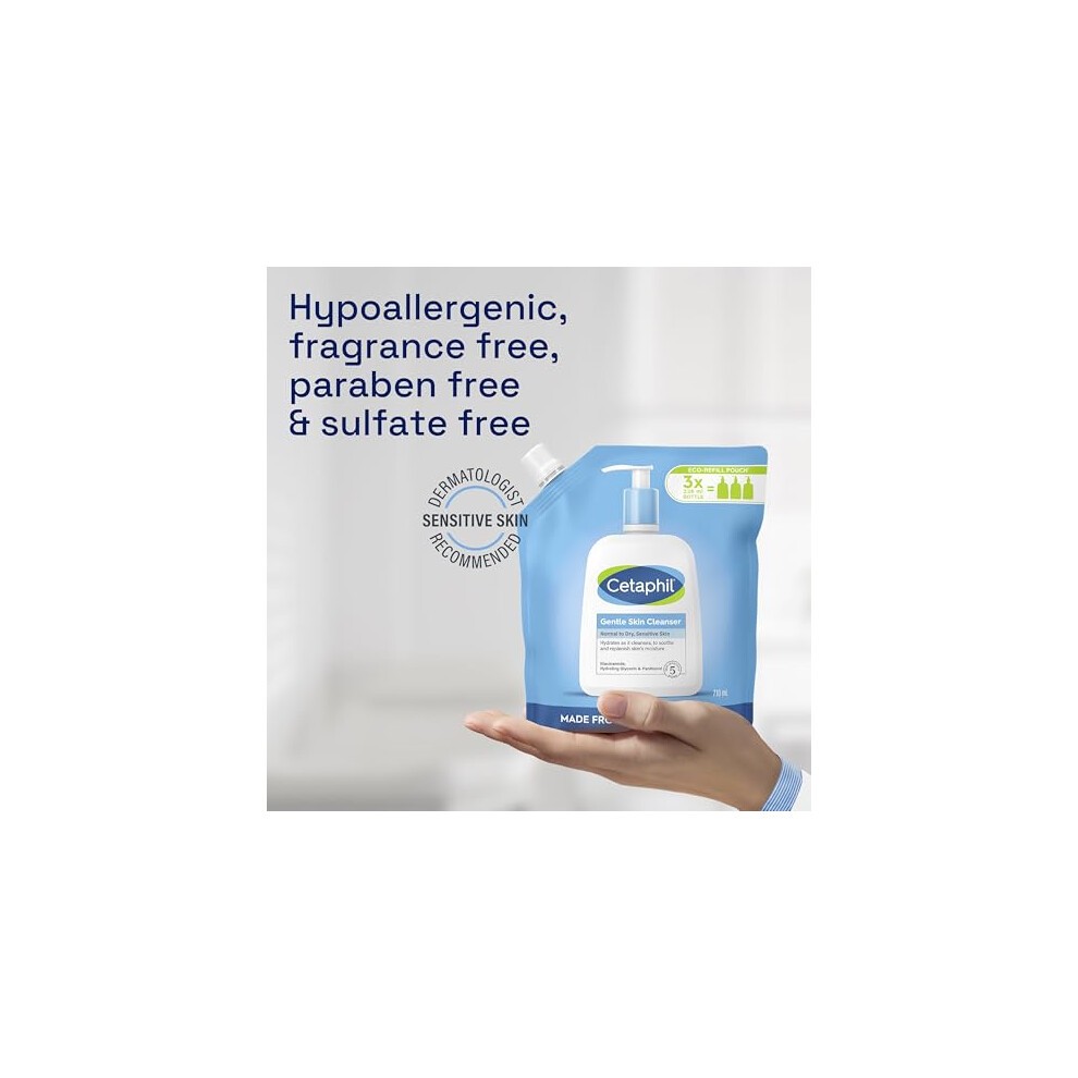 Cetaphil Gentle Skin Cleanser Eco Refill Pouch, 710ml, Face & Body Wash, for Normal to Dry Sensitive Skin, Soap Free with Niacinamide thumbnail
